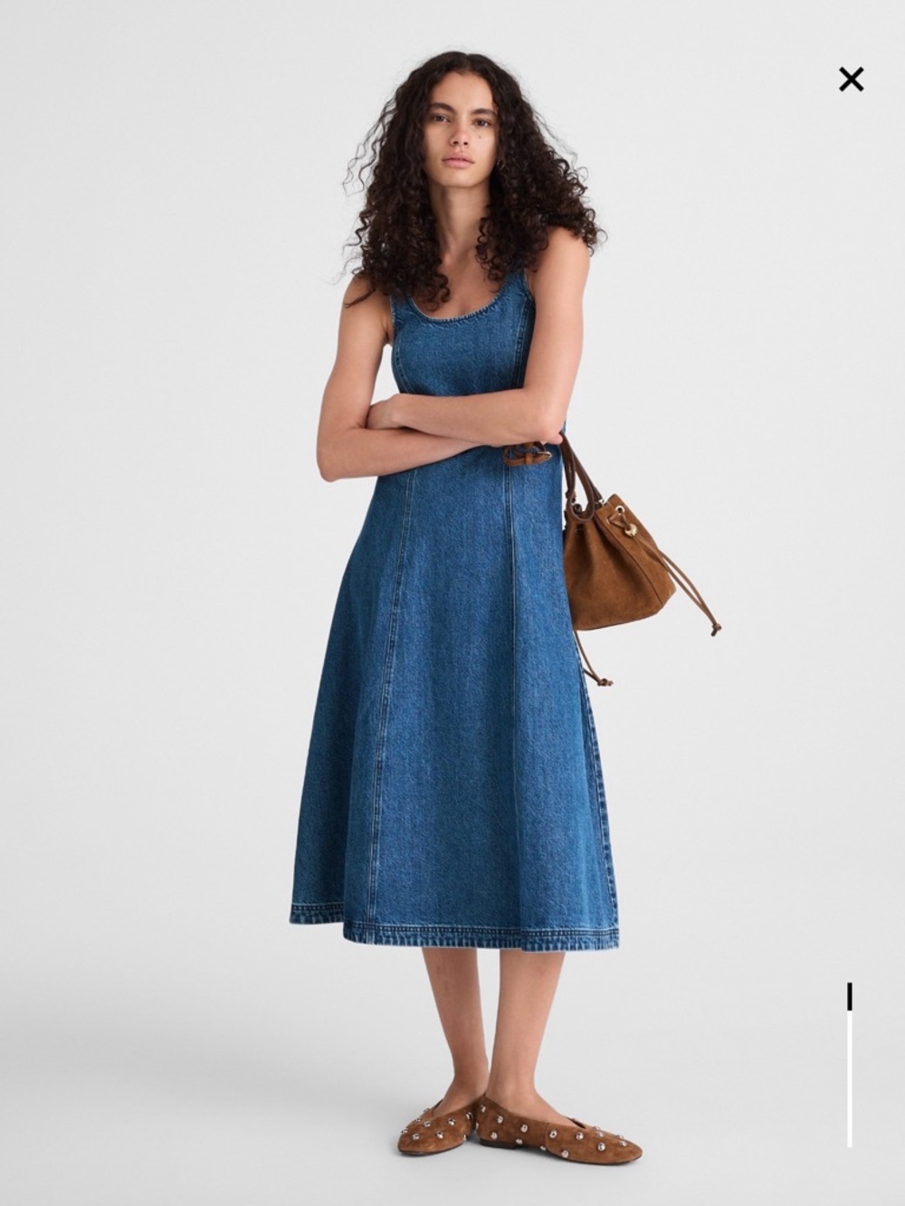 NWT Madewell Denim Scoopneck Midi Dress, S - Picture 2 of 5